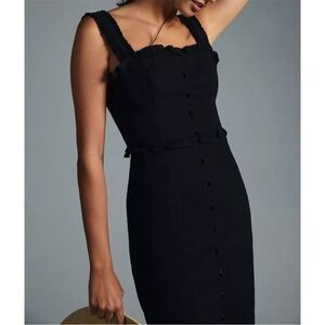 NEW Anthropologie Black Dress The Linden Slim Square-Neck Dress
